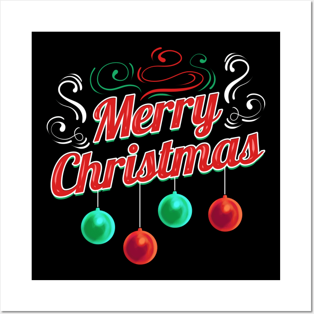 Christmas Tree Balls Logo Merry Christmas Wall Art by SinBle